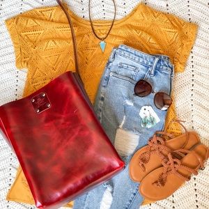 Boho Mustard Yellow Lace Top with Lining